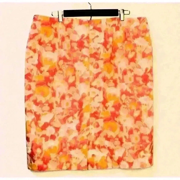 Talbots Pink Yellow A Line Canvas Midi Cotton Blend Lined Skirt Women's Size 16 - Picture 5 of 12